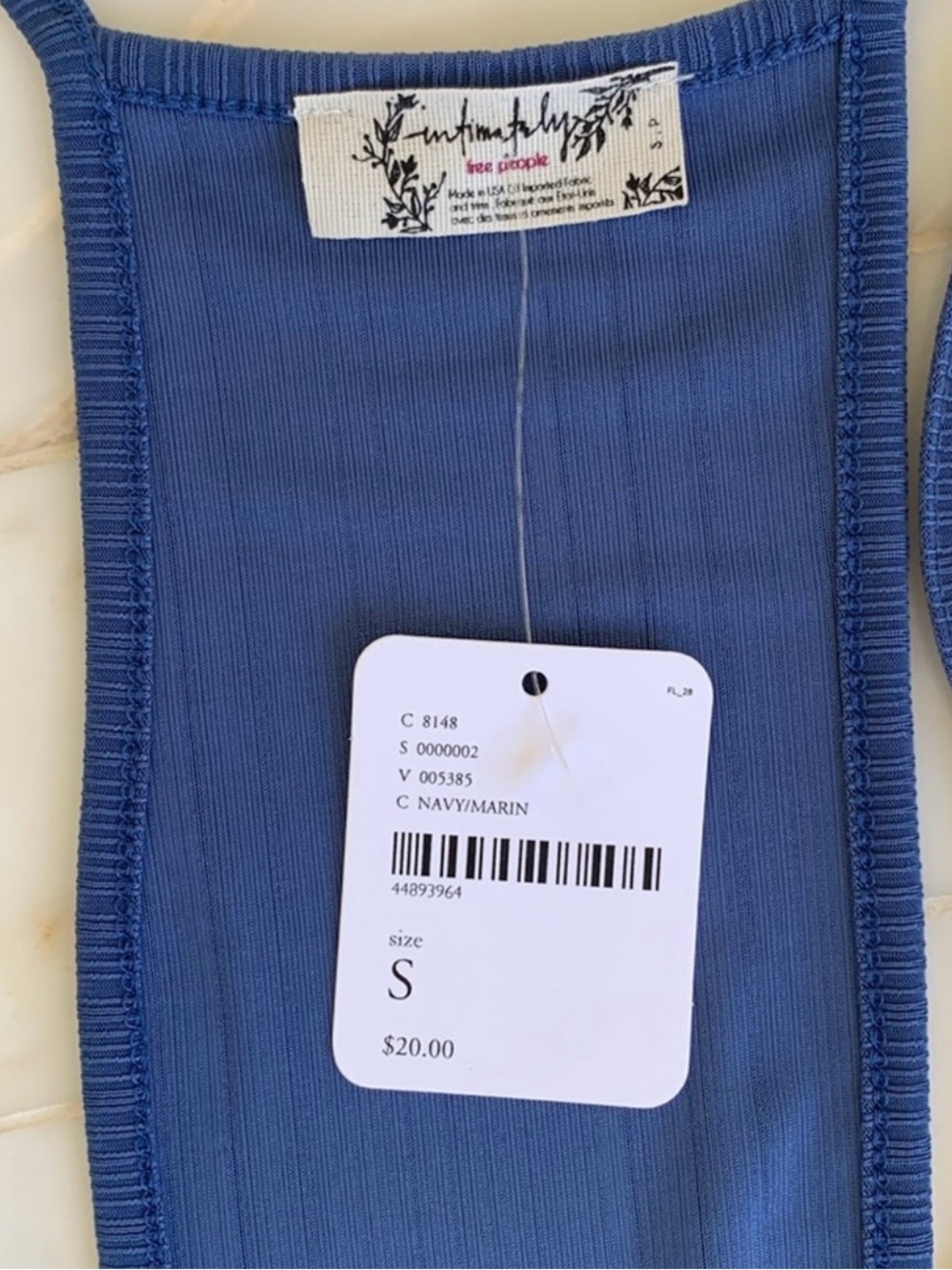 Free People Intimately Tank Top size Small Racerback cut Marin Blue - Picture 3 of 3